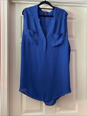 torrid Royal Blue Sleeveless Pocket Blouse